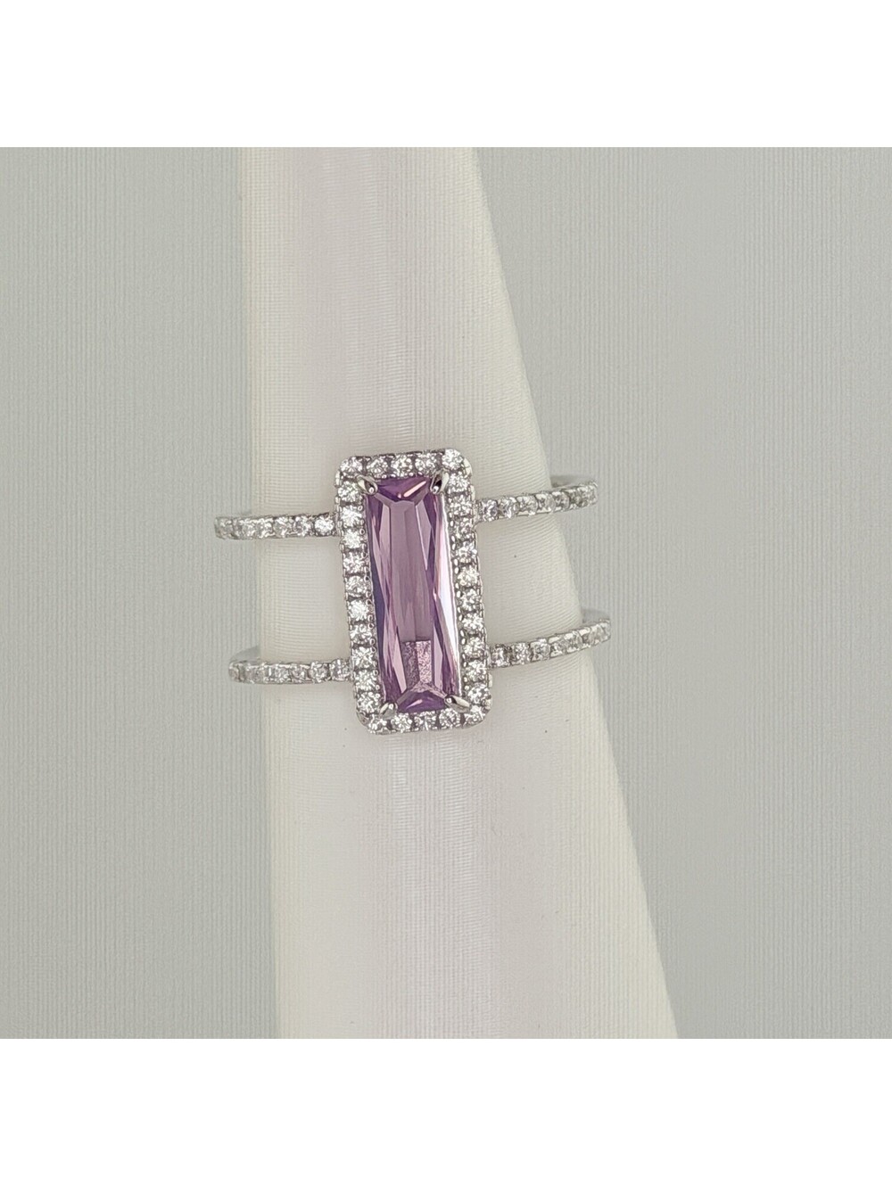 Bomb Party Sterling Club RBP4602 Sz 7 Orchid Purple Chalcedony .925 Silver RETRO
